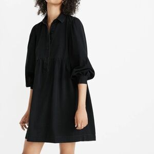 Madewell Denim Babydoll Shirtdress Washed Black Size M